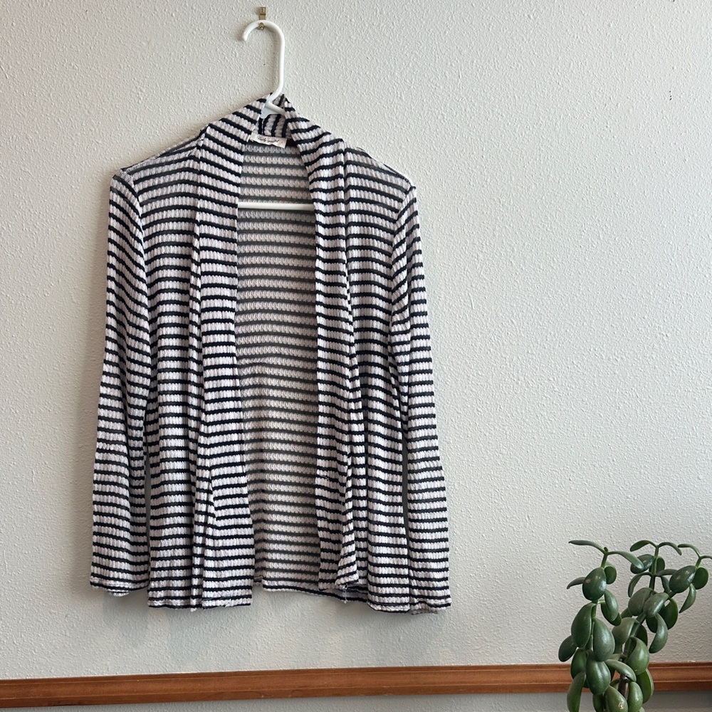 Striped Navy Blue and White Cardigan